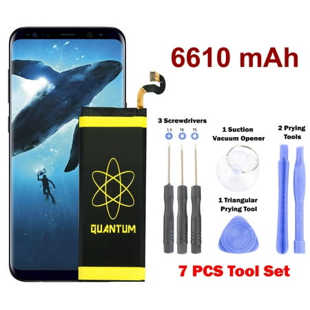 Quantum 6610mAh Extended Slim Battery for Samsung Galaxy S8, with 7 piece Tool Kit, Manufactured by Quantum Energy