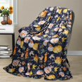 thumbnail image 3 of Cozy Fall Throw Blanket for Couch, Autumn Pumpkin Leaves and Berries on Blue Background Blanket Fall Blankets and Throws, 60" x 50", 3 of 6