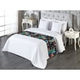 thumbnail image 3 of Peacock Bed Runner, Birds and Nature Themed Artwork with Blooming Floral Leaves Greenery, Decorative Accent Bedding Scarf for Hotels Homes & Guest Rooms, King, Vermilion Sea Blue Teal, by Ambesonne, 3 of 3