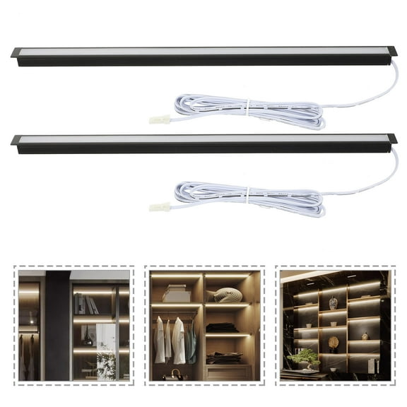 ETHZZLE Set of 2 Rechargeable Cordless Under Cabinet Lights in Black for Home and Kitchen Use