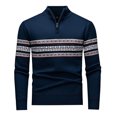 thumbnail image 1 of Mens Sweater,Casual Solid Color Splicing Standing Collar Zipper Pullover Knitted Long Sleeves,Sweaters for Men, 1 of 8