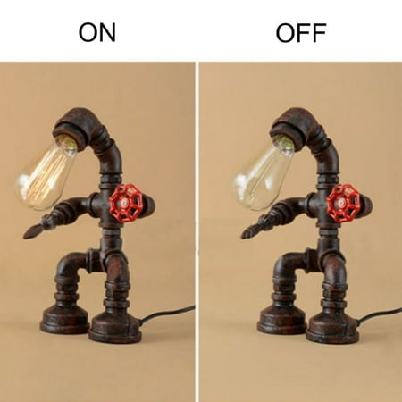 Industrial Man Robot Table Desk Lighting Retro Water Pipe