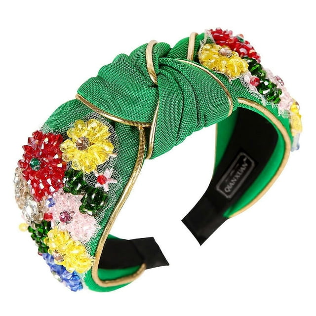Qianxuan Rhinestone Crystal Headband For Women Handmade Jewelry Girls Hair Accessories Diamond Fashion Headbands Girl Handmade Beaded Glitter Flower H