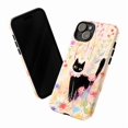 thumbnail image 3 of Artistic Black Cat in Flower Field Phone Case, Pastel Floral Meadow Illustration Cover for iPhone 17 16 15 14 13 12 11 Pro Plus Mini, 3 of 6