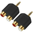 thumbnail image 1 of Splitter Adapter - Gold Plated 3.5mm Male Stereo to 2 RCA Female Jack Y Plug Audio Converter (2pcs, Gold), 1 of 5