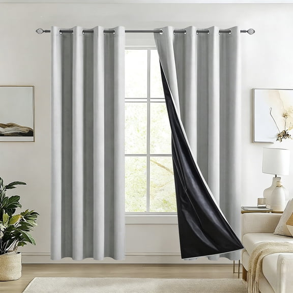 Gallickan Blackout Ring Top Curtain, Black Lined Thermal Insulated, Noise Reduction Privacy, for Living Room Bedroom, 100x130cm, Polyester, 1pc