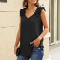 thumbnail image 5 of QIJUNTUO Short Sleeve Shirts for Somen Womens Ruffles Shoulder V Neck Sleeveless Casual Summer Blouse Tunic Tank Tops, 5 of 9