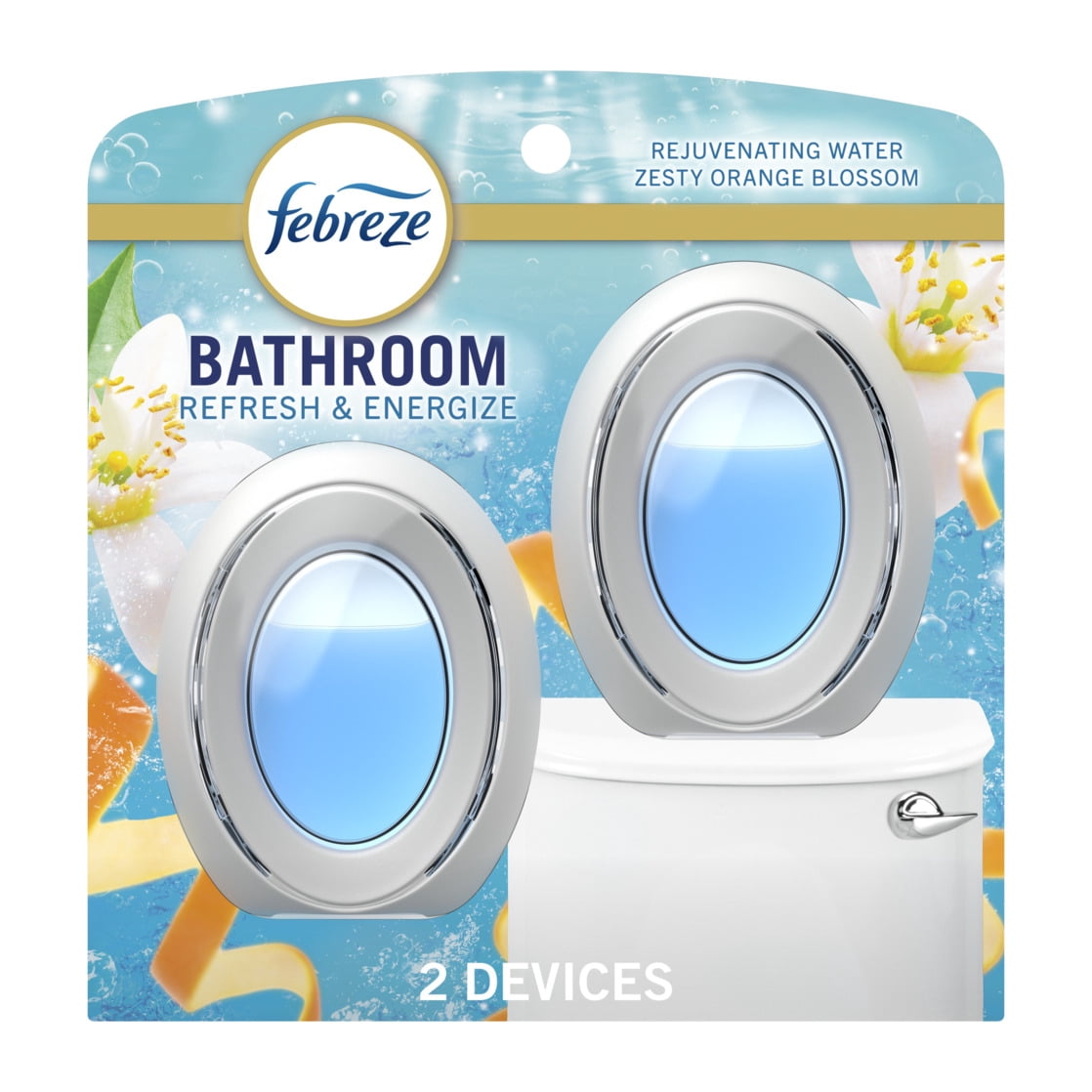 (3 pack) Febreze BATH Air Freshener, Odor-Fighting, Refresh & Energize Scent, 2 Count