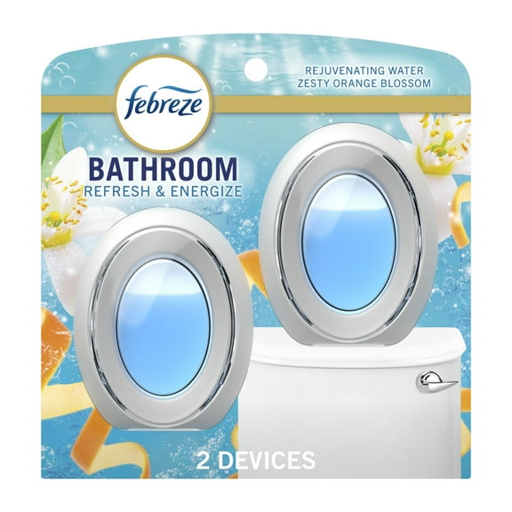 Febreze BATH Air Freshener, Odor-Fighting, Refresh & Energize Scent, 2 Count