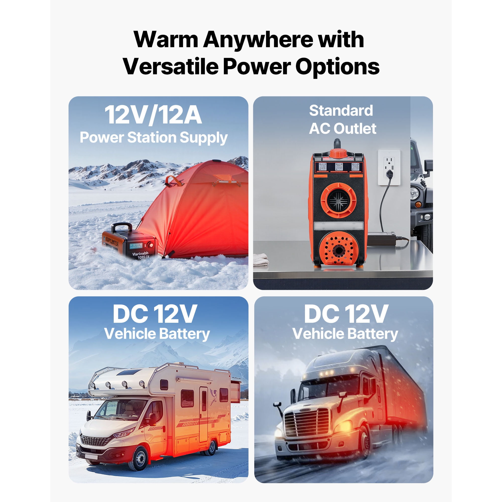 KFFKFF Portable 8KW Diesel Air Heater, DC 12V, All-in-One Unit with Bluetooth App Control, Remote Control, LCD Screen, and 1.2 Gal Fuel Tank for Vehicles, RVs, Campers, Vans, and Garages