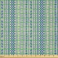 thumbnail image 2 of Ambesonne Folk Fabric by the Yard Microfiber, Vertical Chevrons and Strips, 3 Yards, Green Dark Ceil Blue, 2 of 2