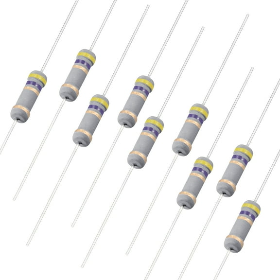 100pcs Axial  Carbon Film Resistors 4.7 Ohm 1W 5%Tolerances 4 Color Bands