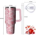 thumbnail image 2 of 40oz Valentines Tumbler with Handle and Straw, Heart Stainless Steel Vacuum Insulated Cup, Travel Mug Water Bottle, Birthday Christmas Gifts for Wife Girlfriend Bride, 2 of 6