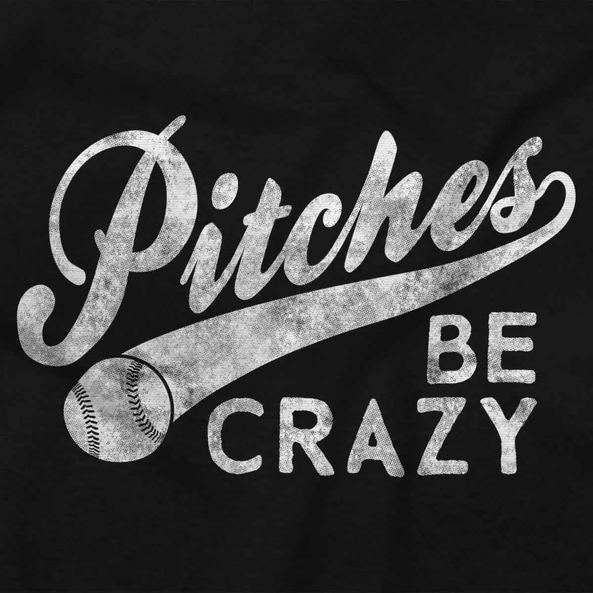 Funny Pitches Be Crazy Baseball Joke Plus Size Crewneck Graphic Tee Shirt Brisco Brands 2X