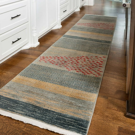 Unique Loom Fars Collection Area Rug - Jordan (2' x 6' 1" Runner Blue/Light Blue)