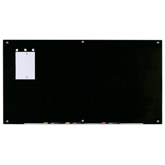 Audio-Visual Direct Magnetic Black Glass Dry-Erase Board Set - 6' x 4' - Includes Magnets, Hardware & Marker Tray