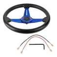 thumbnail image 2 of Gorgeri Steering Wheel Racing, 14in 350mm Universal Aluminum PU Leather Car Sport Racing Drift Steering Wheel Blue, 2 of 8