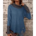 thumbnail image 1 of Jersey de Mujer Cuello Alto Manga Larga Sudadera cómoda para Invierno Otoño Oficina Denim Azul XL, 1 of 6