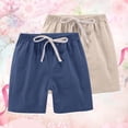 thumbnail image 3 of YunPes 2 Pack Boys Girls Cotton Linen Shorts Comfy Lightweight Casual Sport Shorts Kids Soccer Running Athletic Elastic Waist Pants, 3 of 3
