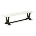 thumbnail image 1 of Pemberly Row V-Style 15x72" Wood Dining Bench in Black/Linen White, 1 of 5