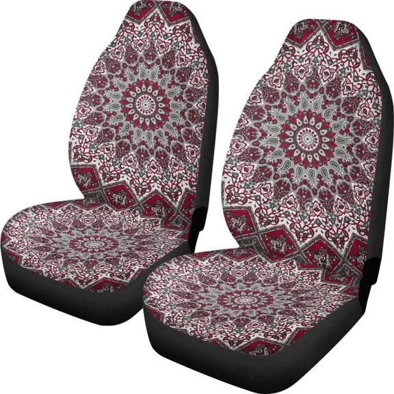 2pcs Print Sun Him for Gift Covers Seat Floral Covers Car Accessories Car Spiritual Hippie Cover Seat Car Mandala Gold