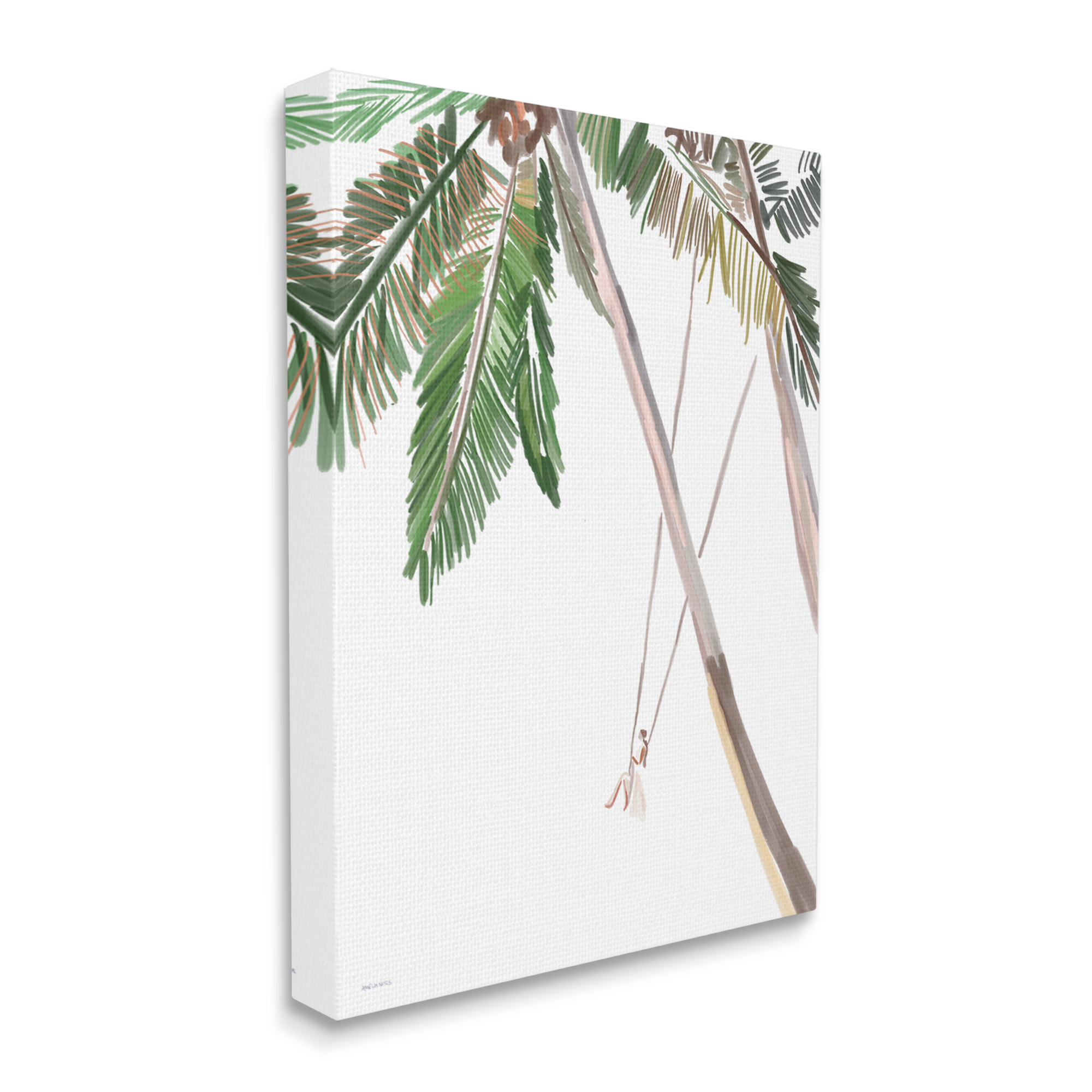 Stupell Industries Girl Swinging Tropical Palm Trees Casual Design Graphic Art Gallery Wrapped Canvas Print Wall Art, Design by Amelia Noyes