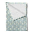 thumbnail image 2 of Fleur De Lis Soft Flannel Fleece Throw Blanket, Grunge Design Retro Victorian Nobility Rococo Motif in Soft Tones, Cozy Plush for Indoor and Outdoor Use, 70" x 90", Pale Blue and Cream, by Ambesonne, 2 of 5