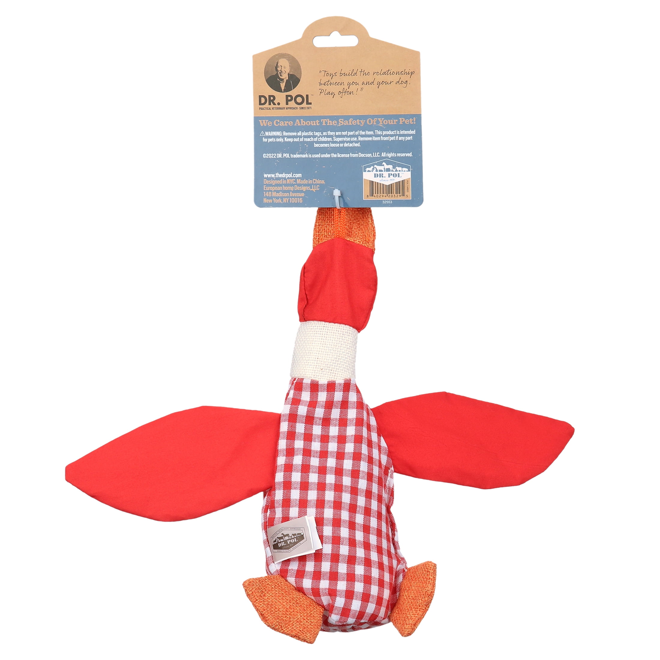 Dr. Pol Plush Squawking Plaid Duck, Red
