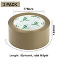 BOMEI PACK Heavy Duty Sealing Brown Packing Tape, 3 Pack with Dispenser