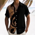 thumbnail image 2 of Telankuip Men's Tropical Musical Note Print Short Sleeve Shirts Summer Short Sleeve Button down Beach Top Relaxed Fit Breathable Music Festival Stylish Casual Wear Coffee XXXXXL, 2 of 4