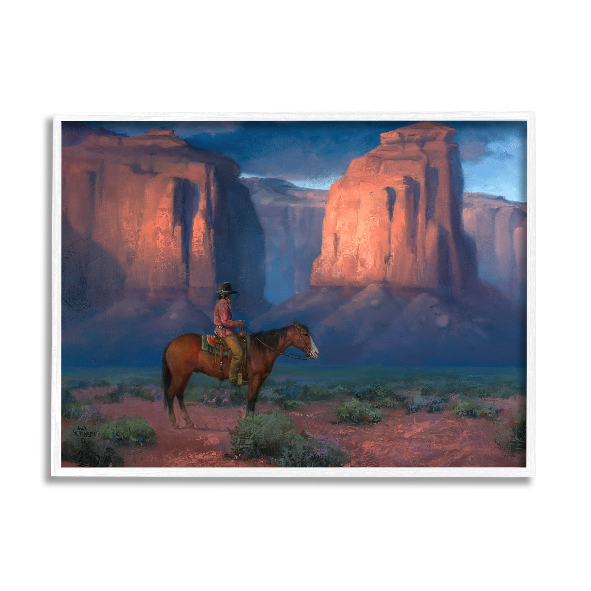 Stupell Industries Cowboy Riding Old Wild West Arid Grand Canyon ,20 x 16, Design by Jack Sorenson