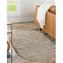 Unique Loom Davos Shag Collection Area Rug - Solid (7' 10" x 10' Oval Linen)
