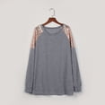 thumbnail image 6 of Aueoeo Womens Casual Sequins Shirt Crewneck Long Sleeve Tops Loose Tunics Pullover Blouse, 6 of 8