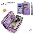 thumbnail image 6 of Multifunctional Wallet Case For Samsung Galaxy S23 with RFID Blocking Card Slots,Detachable Purse Soft PU Leather Magnetic Snap Hand Strap Zipper Pocket Cute Flower Case with Carabiners,Purple, 6 of 13
