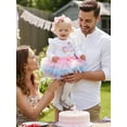 thumbnail image 6 of BemeyourBBs Baby Girl First Birthday Outfit 1Years Old 1st Birthday Clothes Letter Print Long Sleeve Romper Tulle Tutu Skirt and Bow Headband 3 Pcs Clothing Set, 6 of 9