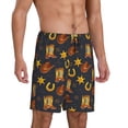 thumbnail image 2 of Balery Wild West Golden Horseshoe Pantalones cortos de pijama de punto de algodón para hombre con cinturilla y bolsillos-3X-Large, 2 of 6