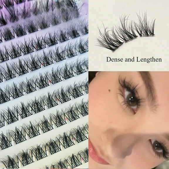 60PC of Glue-free Self-adhesive False Eyelashes Single-cluster Dense Set with Tweezer