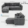 thumbnail image 3 of HOMCOM Sectional Sofa, 3 Seater L-Shaped Couch with Integrated Seat, Grey, 3 of 10
