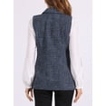 thumbnail image 3 of CHALECO SIN MANGAS DE TWEED A CUADROS CON SOLAPA ABIERTO PARA MUJERES INSPIRAR CHIC CON BOLSILLO TALLA XL AZUL MARINO, 3 of 6