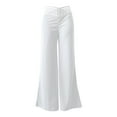 thumbnail image 3 of MORTTIC Women's Transparent Mesh Patchwork High Waist Pants With Elegant Cross Detail, Solid Color Fashion Trousers, 3 of 4