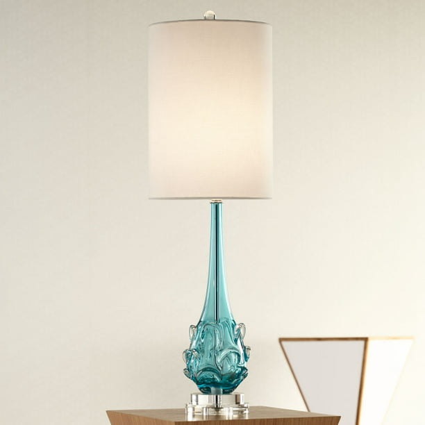 Possini Euro Design Coastal Table Lamp, Teal Blue Bedside Lamps