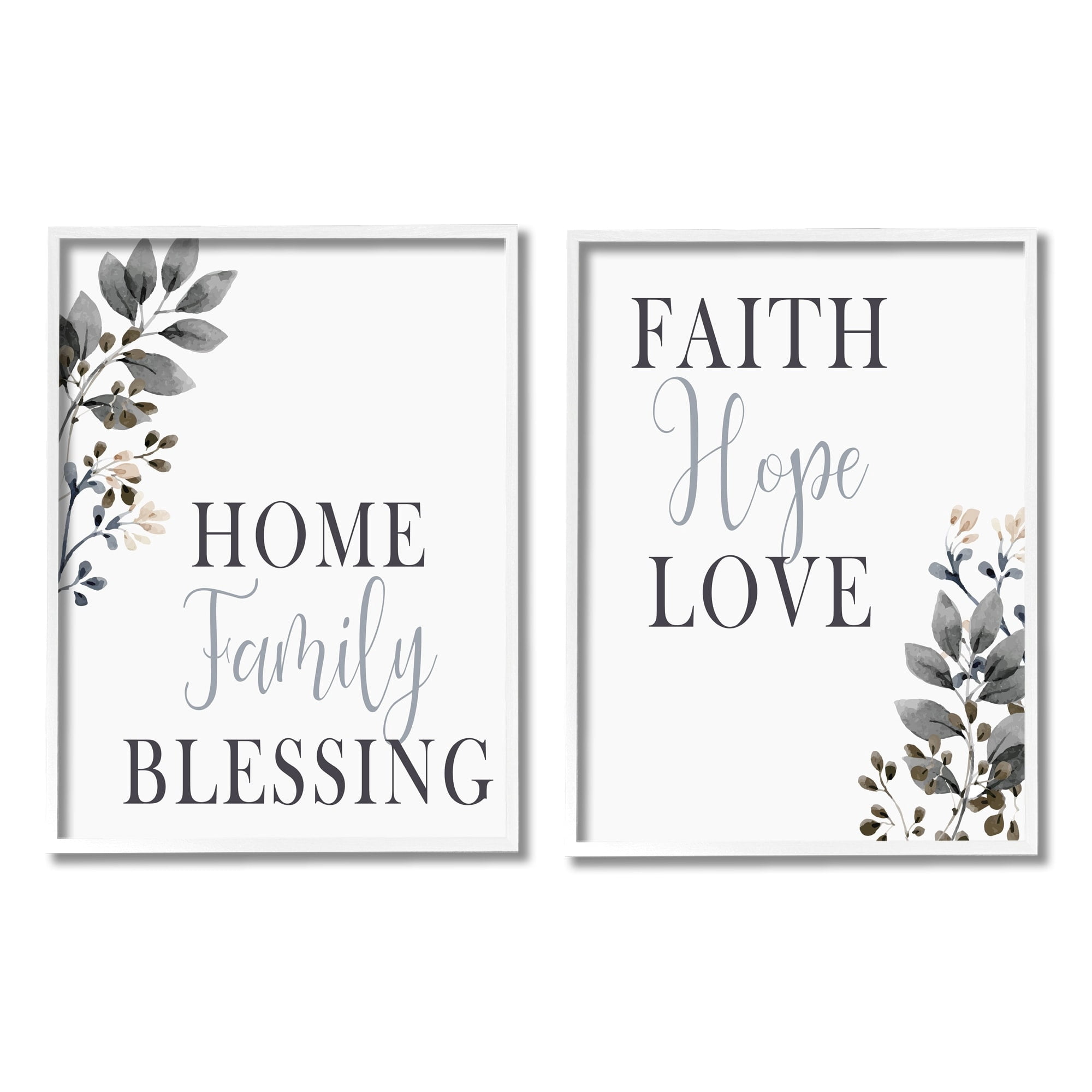 Stupell Industries Faith Hope Home Family Phrases Soft Black Florals, 24 x 30, Design by Kim Allen