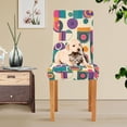 thumbnail image 4 of Yayeee 2 Pack Dining Chair Covers Stretch Parson Chairs Slipcovers Seat Protector, Purple Geometric, 4 of 6