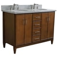 thumbnail image 4 of MCM 49" Double Oval Sink Solid Wood Vanity in Walnut/Gray Granite Stone, 4 of 11