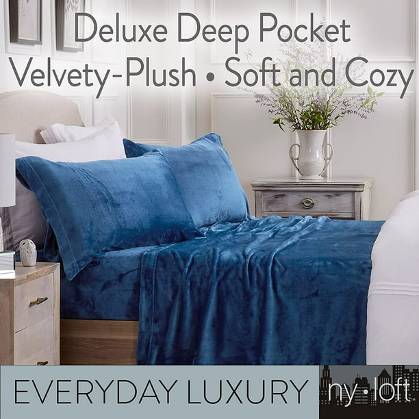 Velvet Plush Sheet and Pillowcase Set with Extra Deep Pockets