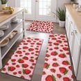 thumbnail image 2 of Red Strawberry Plants Fruit Dot Pink Pattern Kitchen Rugs Sets Of 3,Kitchen Runner Rugs Non Skid Washable,Decorative Kitchen Floor Mats for Kitchen,Sink,Laundry,17"x30"+ 17"x47" + 17"x59", 2 of 6