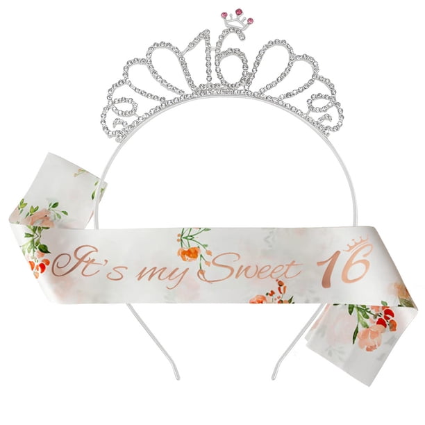 Conjunto de cumpleaños 13 11 10 15 21 30 40 50 60 Cintas para el pelo Cinturón de etiqueta Correas de hombro estampadas