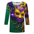 thumbnail image 4 of QATAINLAV Mardi Gras Shirts for Women 3/4 Sleeve Mask Graphic Blouse Carnival Themed Tees Party 3D Print Tops Funny Gifts Parade Tshirt Multicolor XXXL Weekly Prime, 4 of 6