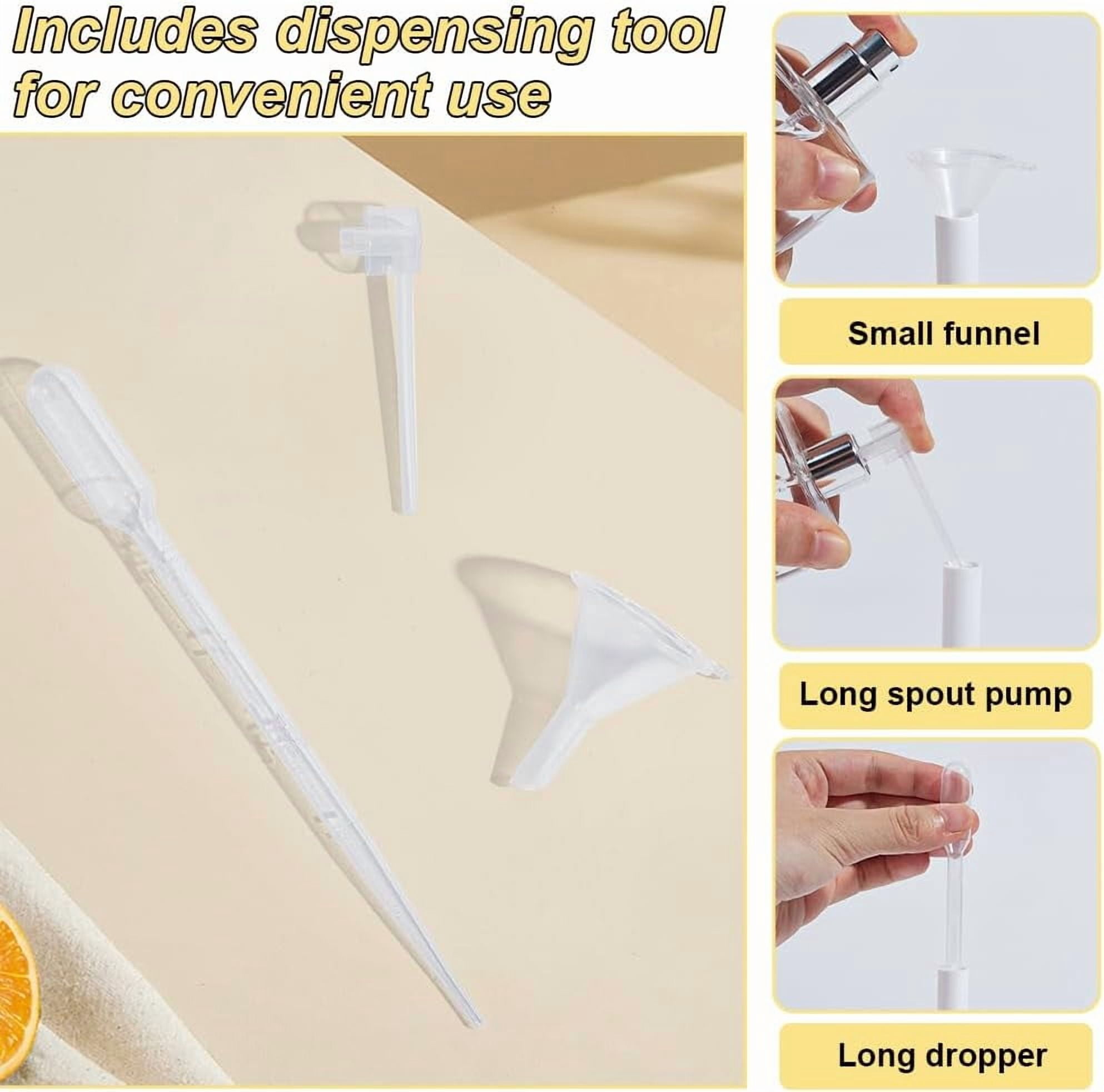 80pcs 5ml/0.17 oz Mini Plastic Clear Spray Bottles Portable Frosted Perfume Bottles with 6pcs 2ml Pipettes 2pcs Funnels and 2pcs Plastic Pump for Travel Perfume and Essential Oil Clear DIY