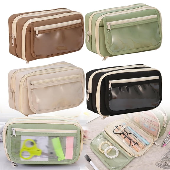 Vivcore Large Pencil Pouch Big Capacity Aesthetic Pen Bag and Cosmetic Case High Volume Stationery Organizer for Office Home Travel Storage Professional 1 Count